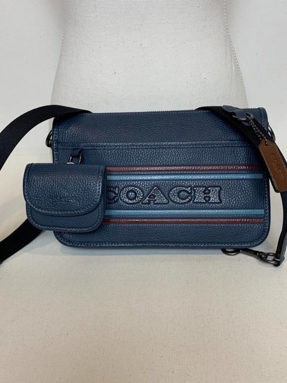 Blue pebble leather Coach